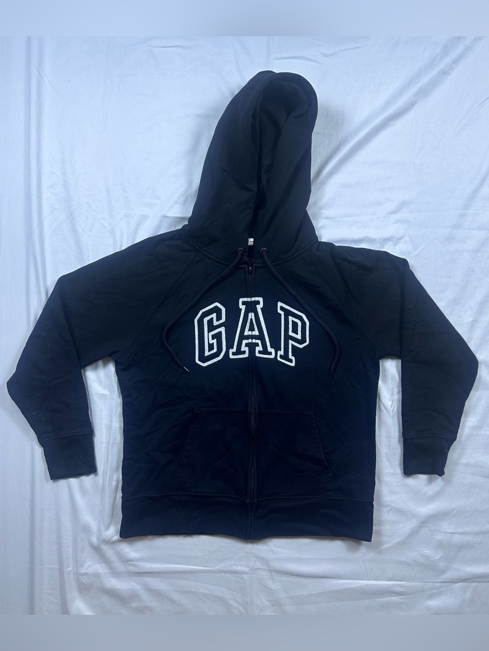 Gap Black/White Logo Full Zip Hoodie Women's M